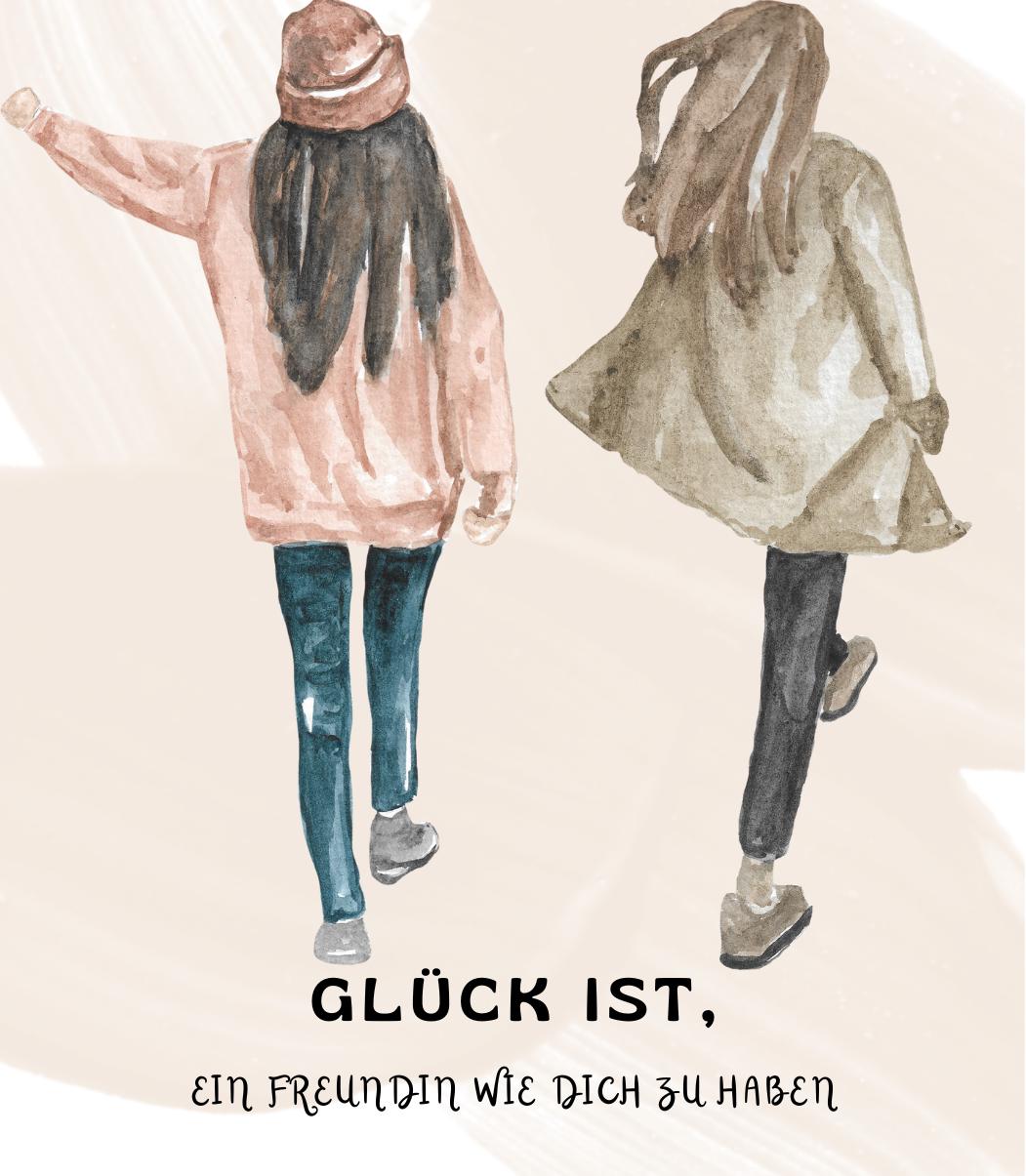 Weinetikett – „Glück ist, eine Freundin wie dich zu haben“ (1 Design aus 9 Varianten)