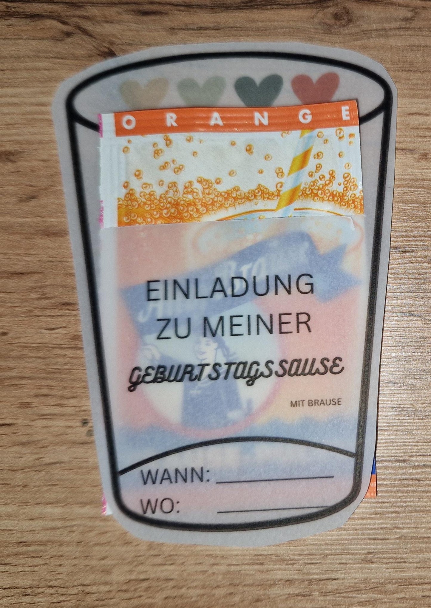 Geburtstagseinladung Geburtstagssause mit Brause (Kindergeburtstagseinladung)