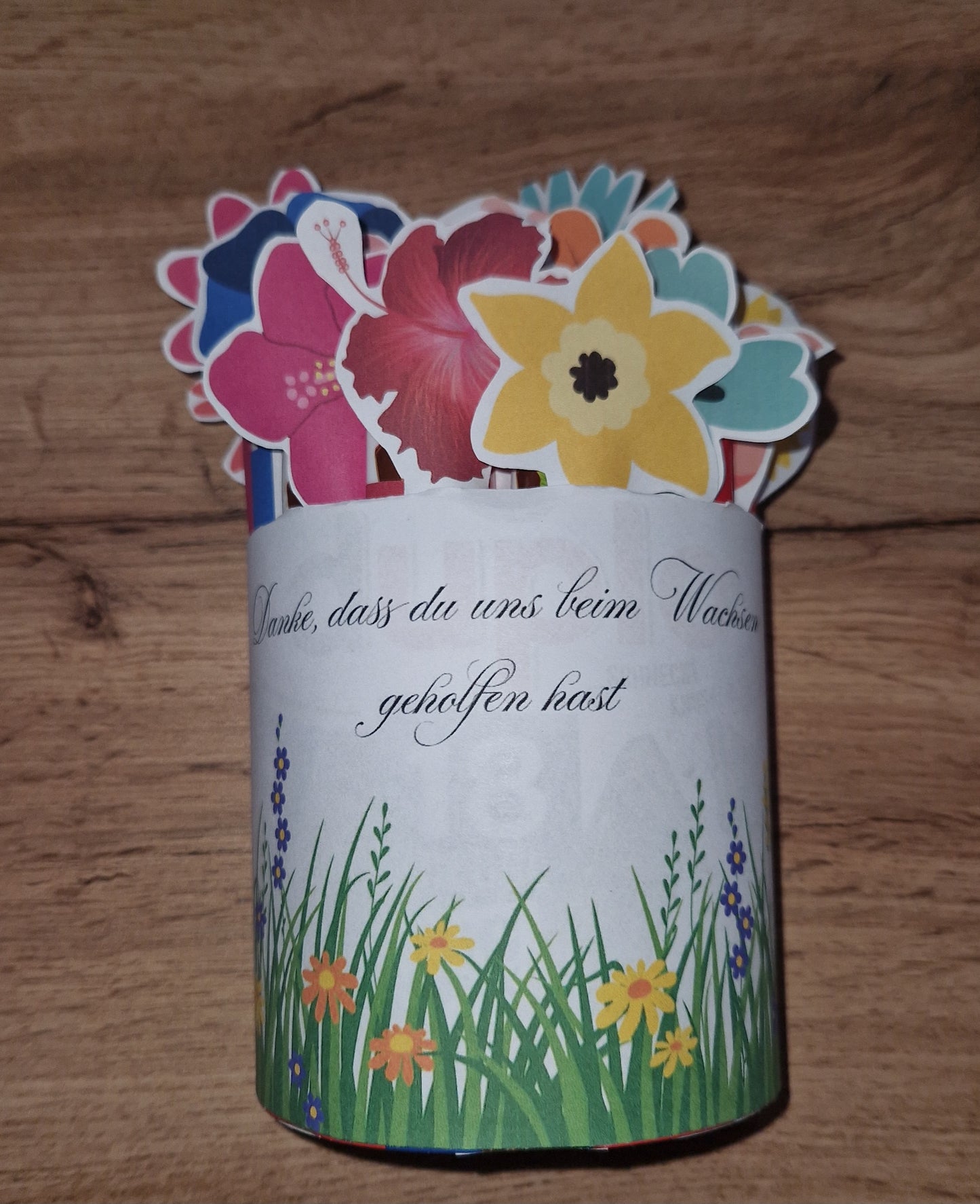 Dankeschön-Duplo für Erzieher:innen – mit Sprüchen & Blumendesign – Abschiedsgeschenk Kita – 10 oder 18 Stück