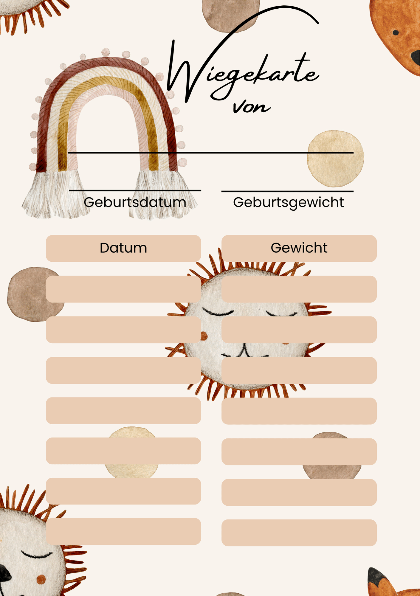 Wiegekarten für frisch gebackene Eltern & Hebammen