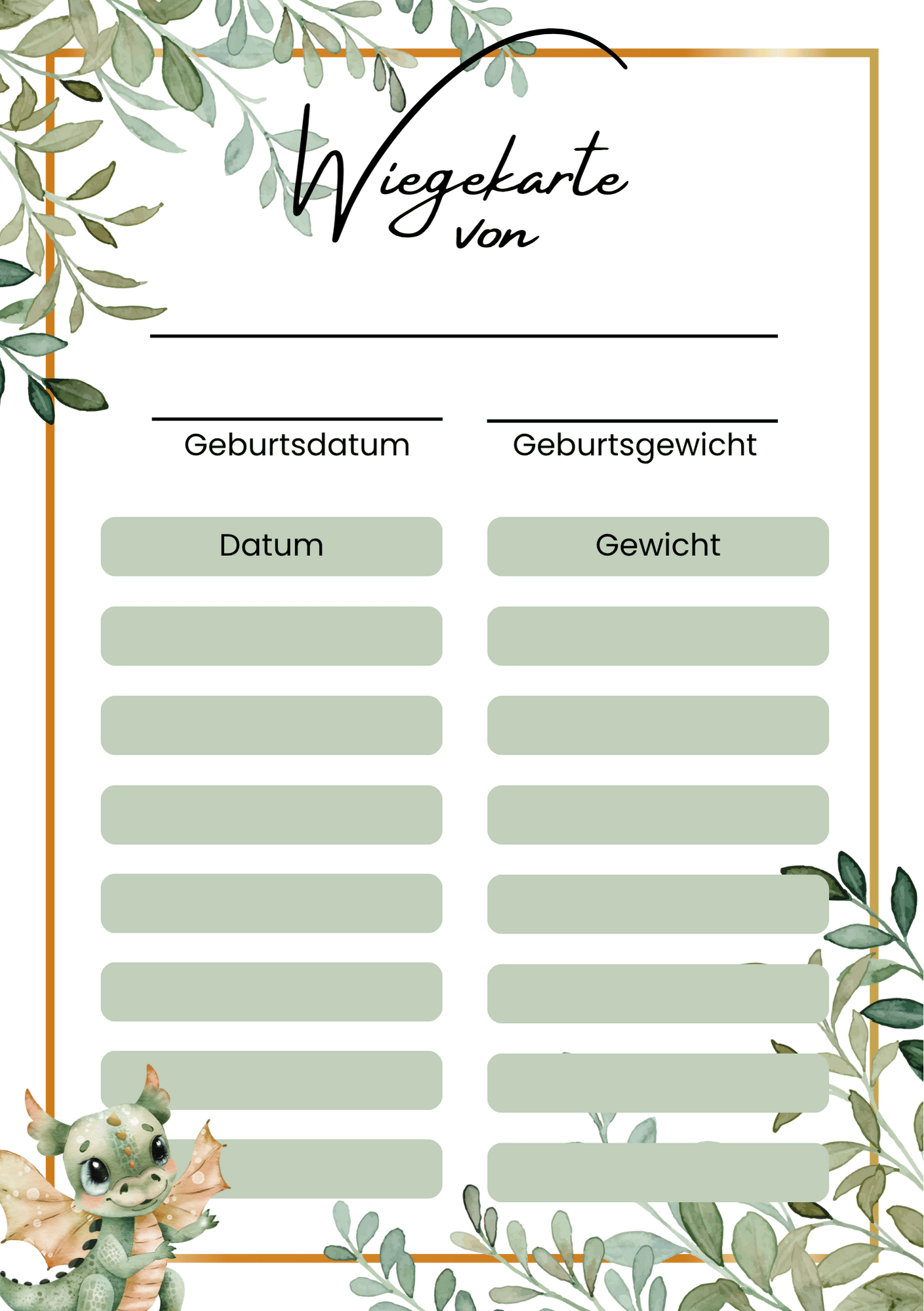 Wiegekarten für frisch gebackene Eltern & Hebammen