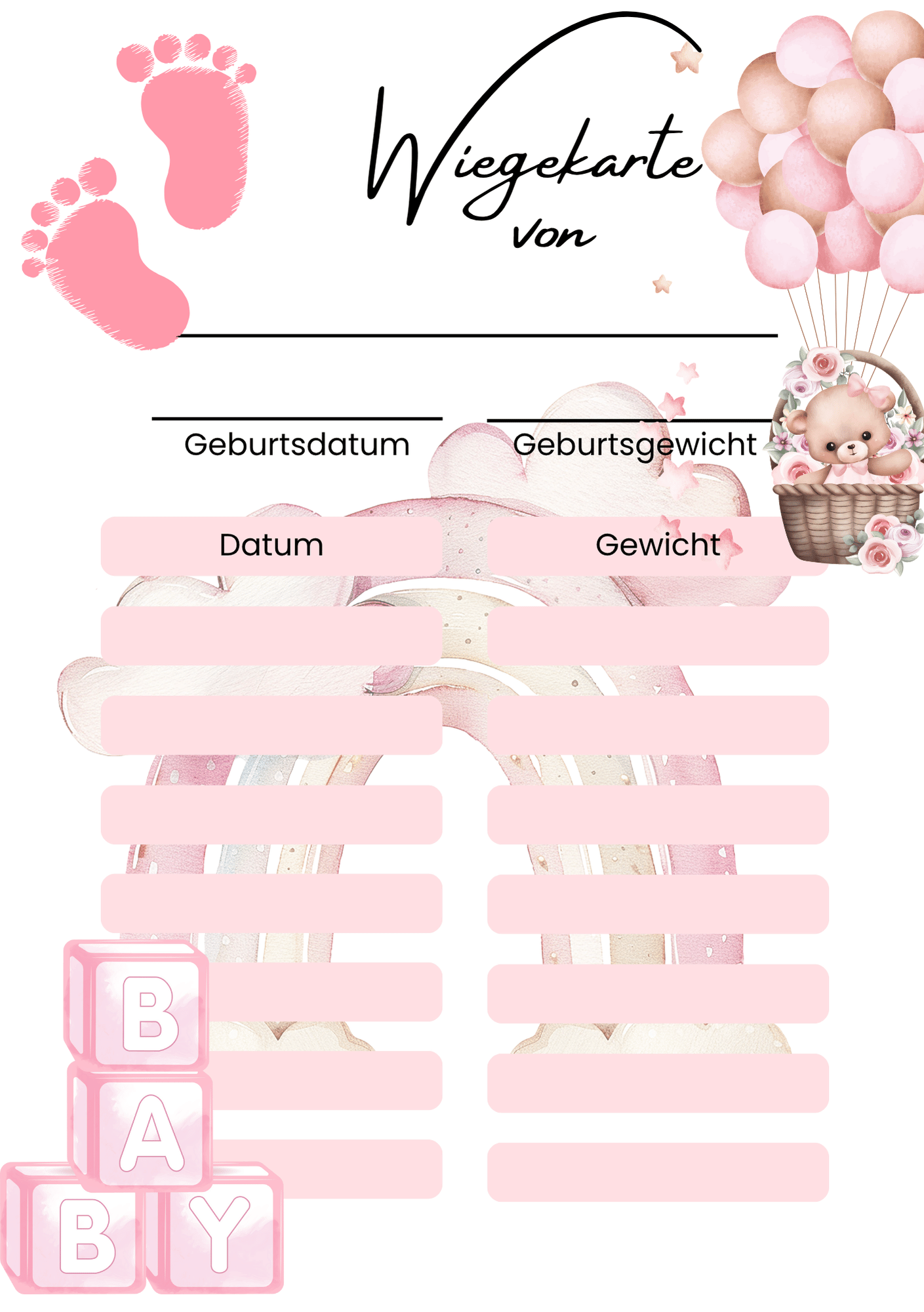 Wiegekarten für frisch gebackene Eltern & Hebammen