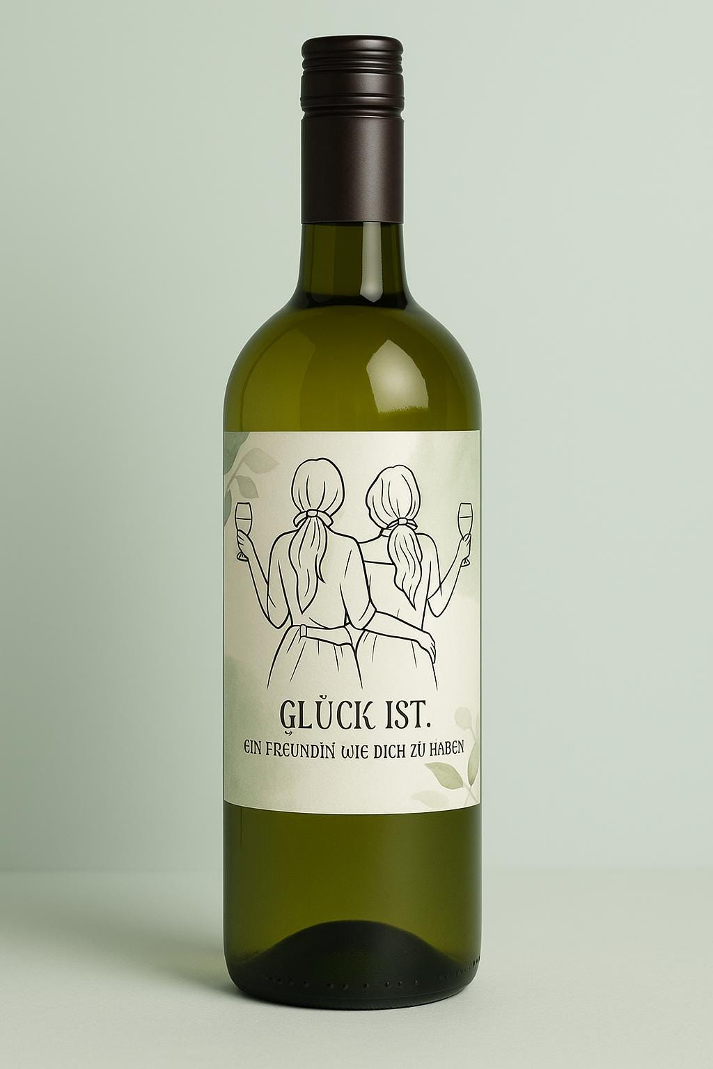 Weinetikett – „Glück ist, eine Freundin wie dich zu haben“ (1 Design aus 9 Varianten)