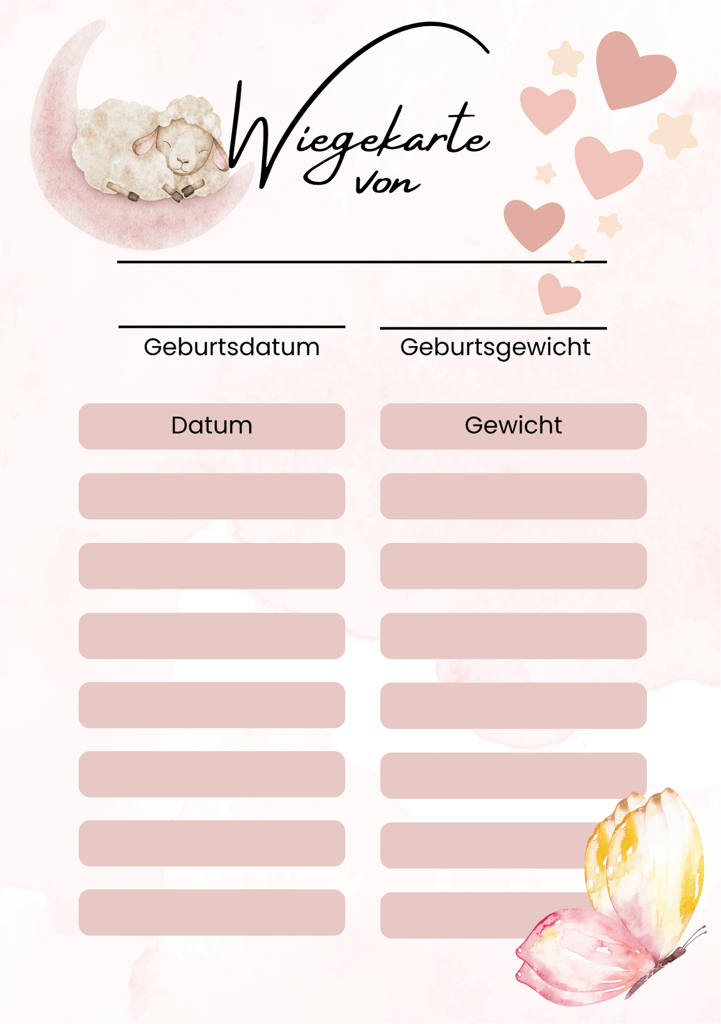 Wiegekarten für frisch gebackene Eltern & Hebammen
