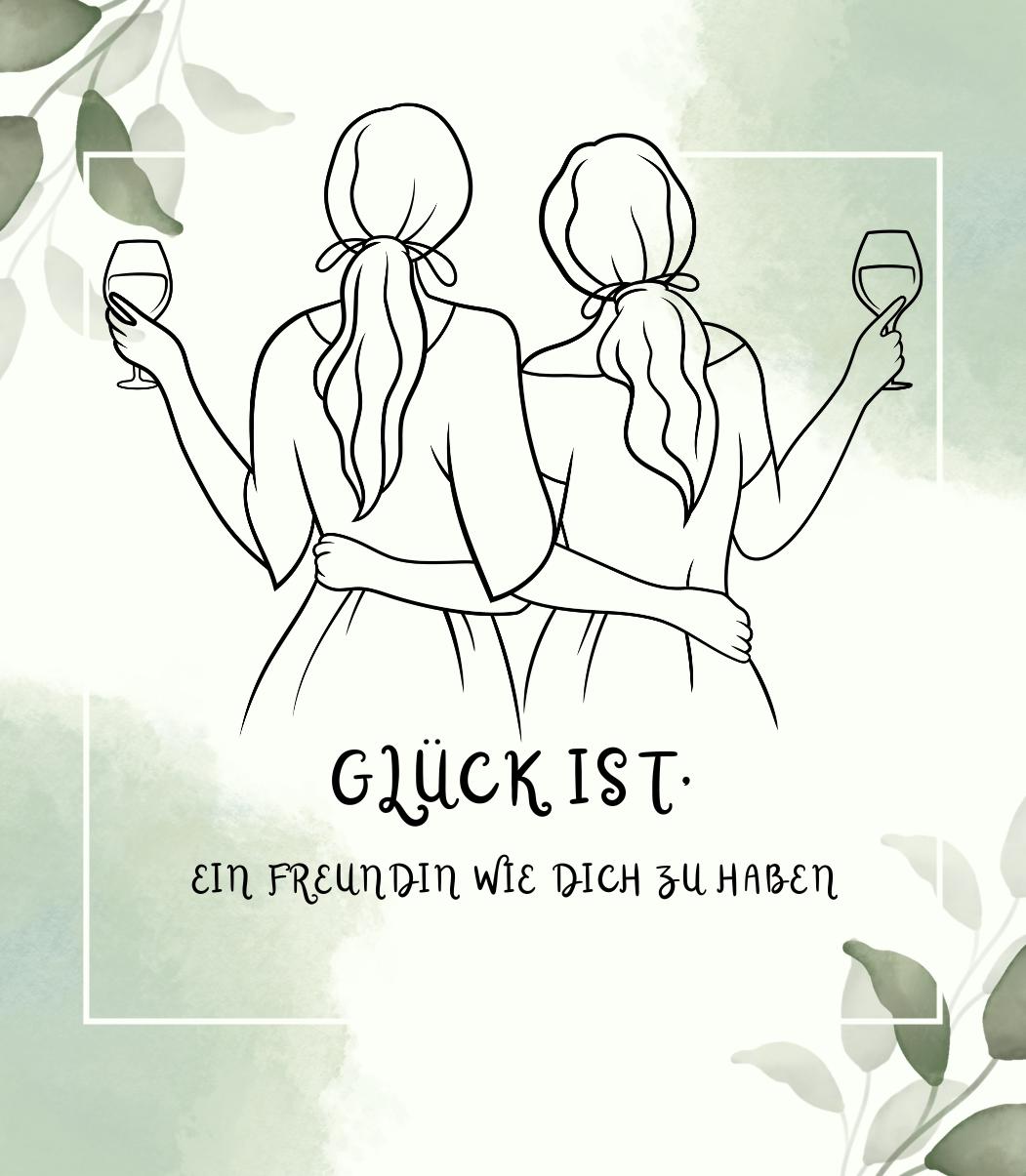 Weinetikett – „Glück ist, eine Freundin wie dich zu haben“ (1 Design aus 9 Varianten)