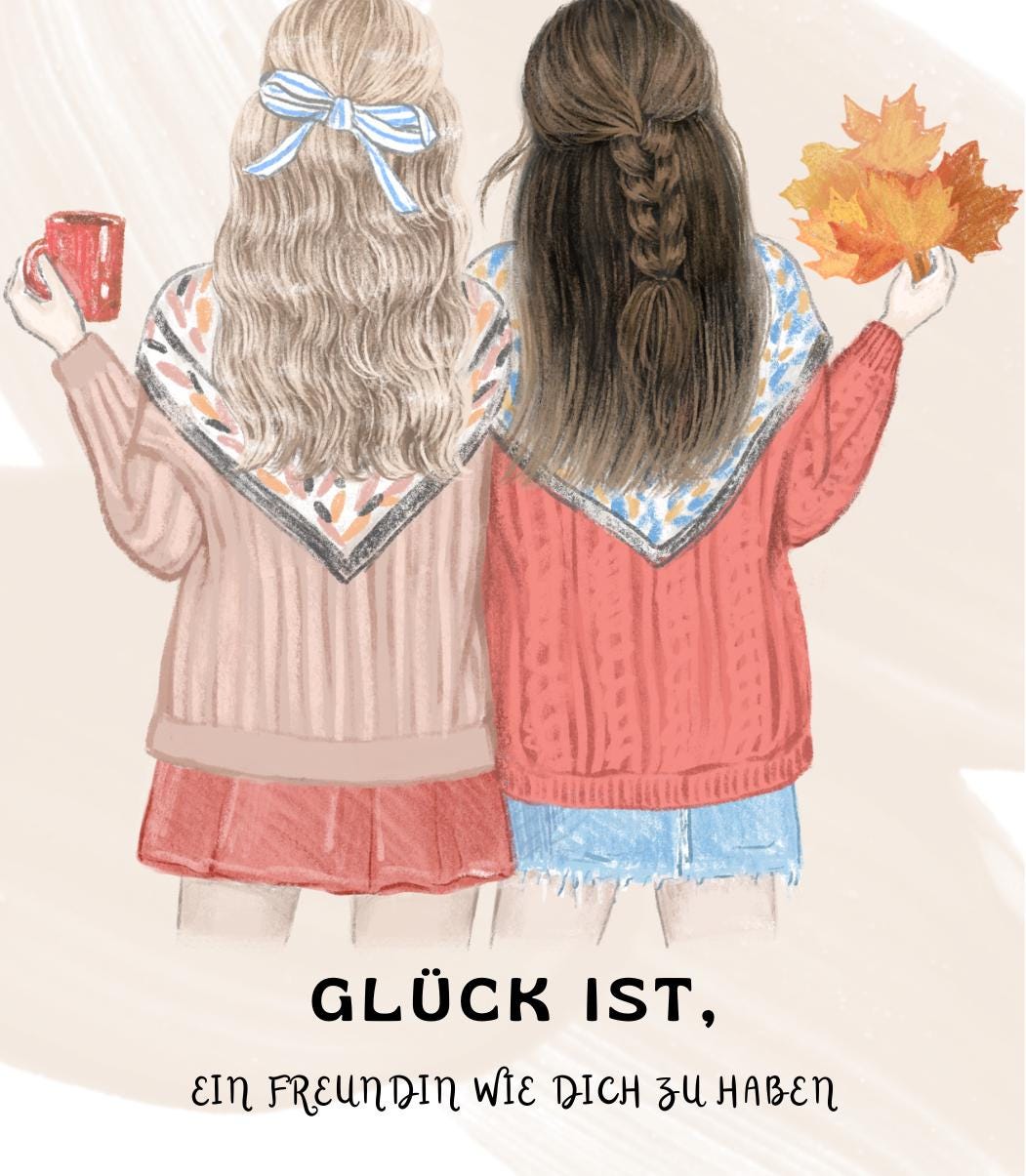 Weinetikett – „Glück ist, eine Freundin wie dich zu haben“ (1 Design aus 9 Varianten)