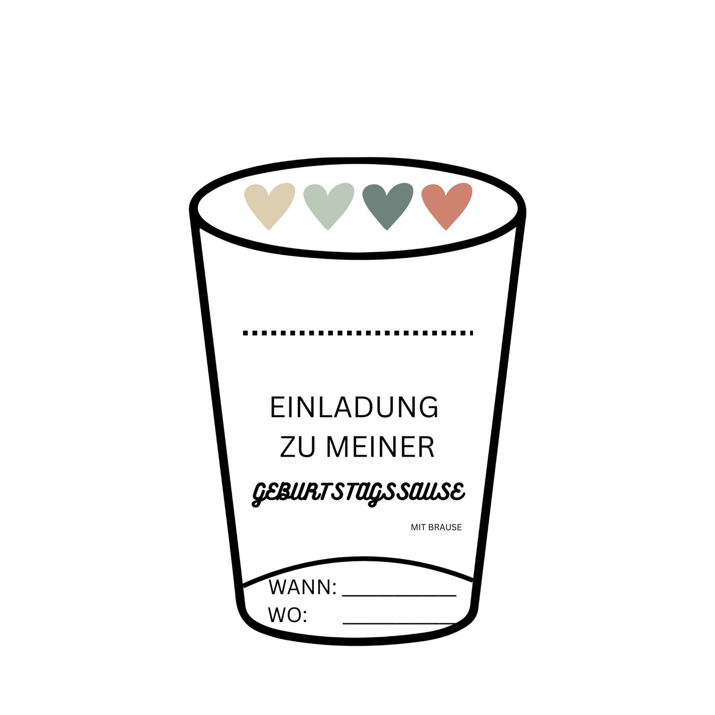 Geburtstagseinladung Geburtstagssause mit Brause (Kindergeburtstagseinladung)