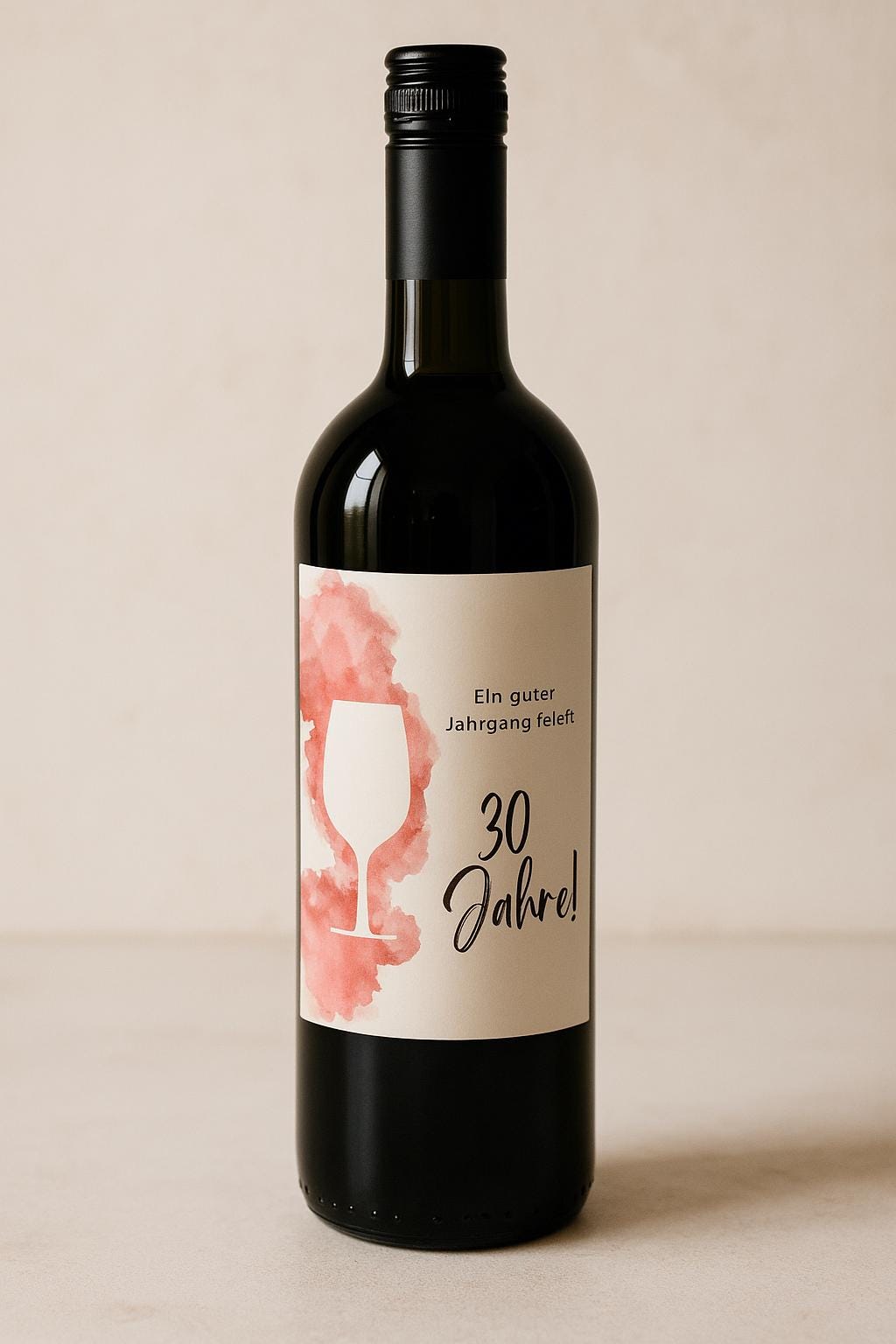 Weinflaschen-Etikett "Ein guter Jahrgang feiert" – Für runde Geburtstage (20 bis 80 Jahre)