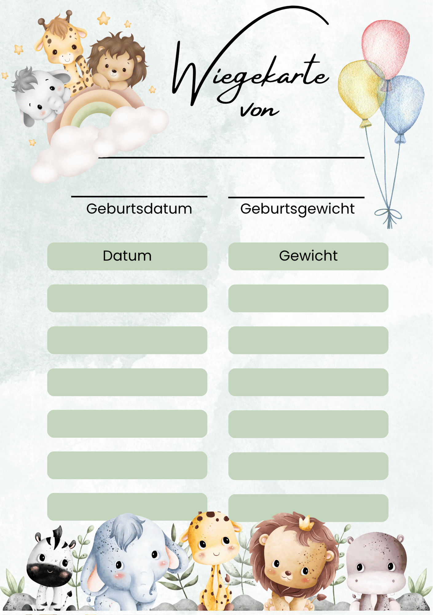 Wiegekarten für frisch gebackene Eltern & Hebammen