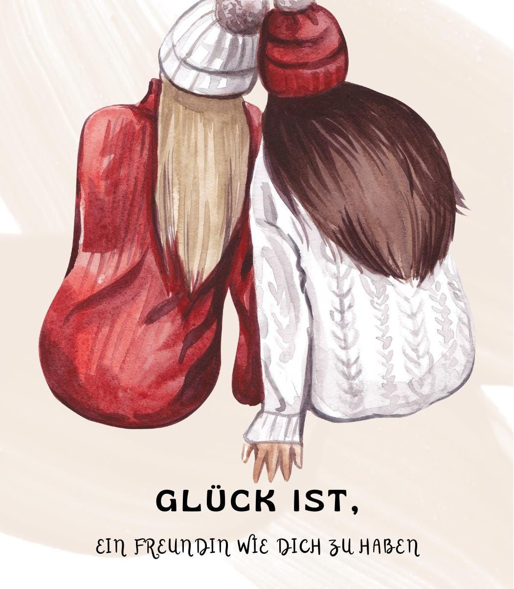 Weinetikett – „Glück ist, eine Freundin wie dich zu haben“ (1 Design aus 9 Varianten)