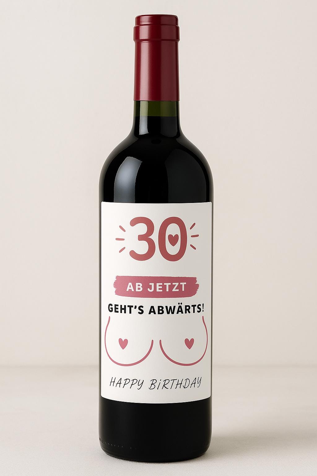 Lustiges Weinflaschenetikett zum 20. oder 30. Geburtstag