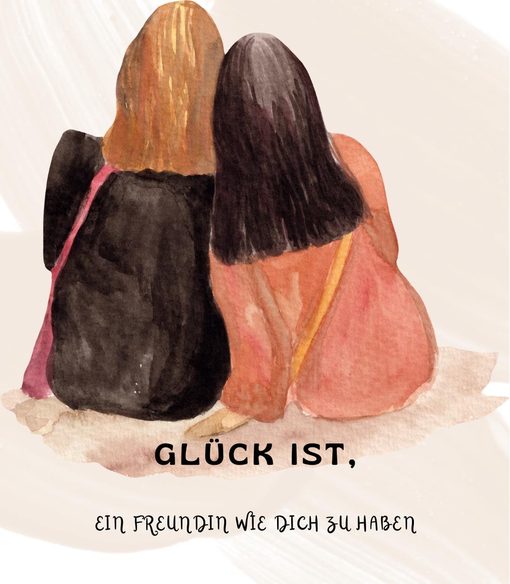 Weinetikett – „Glück ist, eine Freundin wie dich zu haben“ (1 Design aus 9 Varianten)