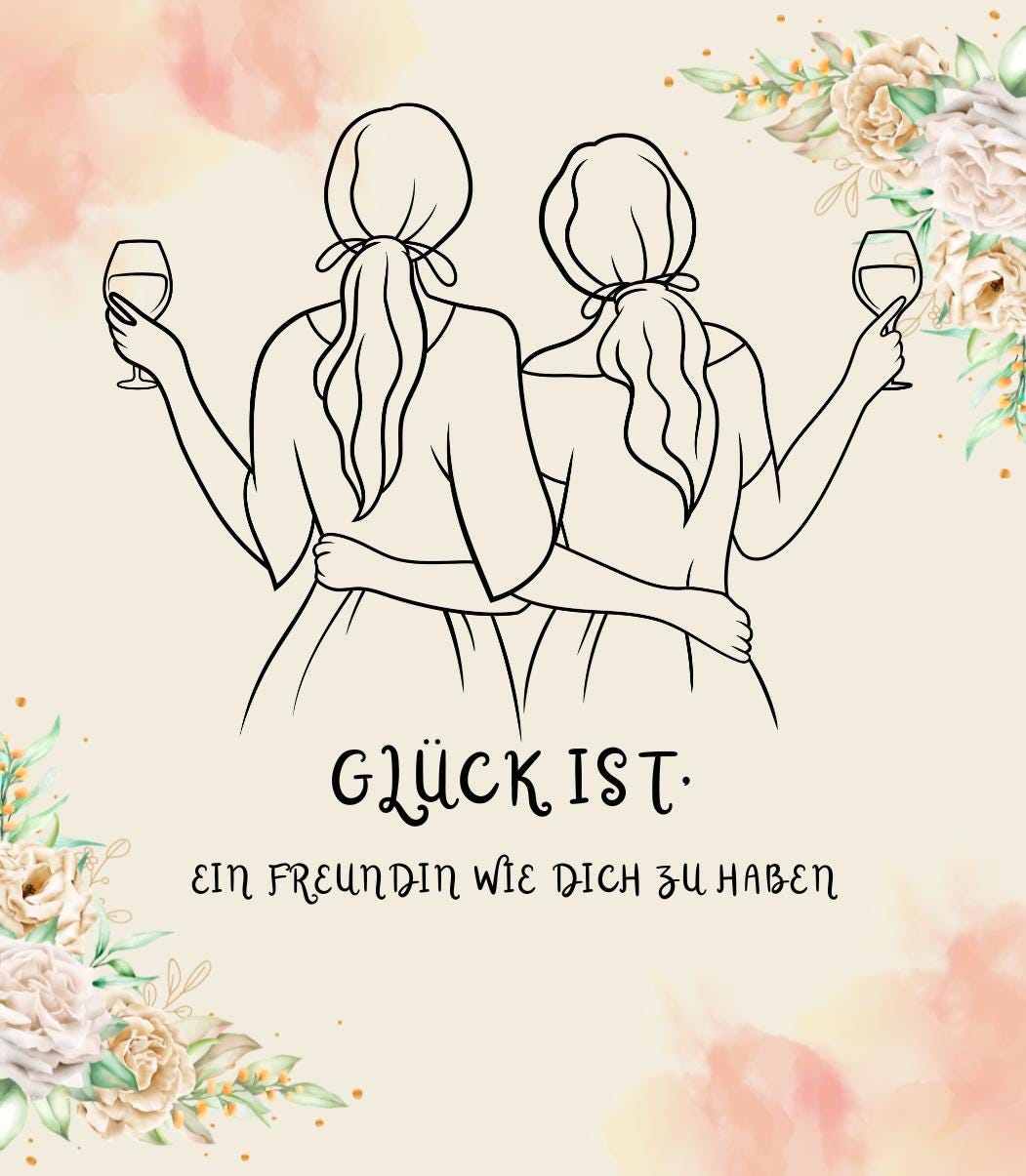 Weinetikett – „Glück ist, eine Freundin wie dich zu haben“ (1 Design aus 9 Varianten)