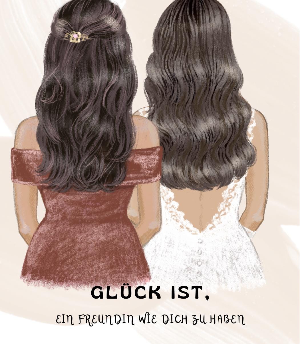 Weinetikett – „Glück ist, eine Freundin wie dich zu haben“ (1 Design aus 9 Varianten)