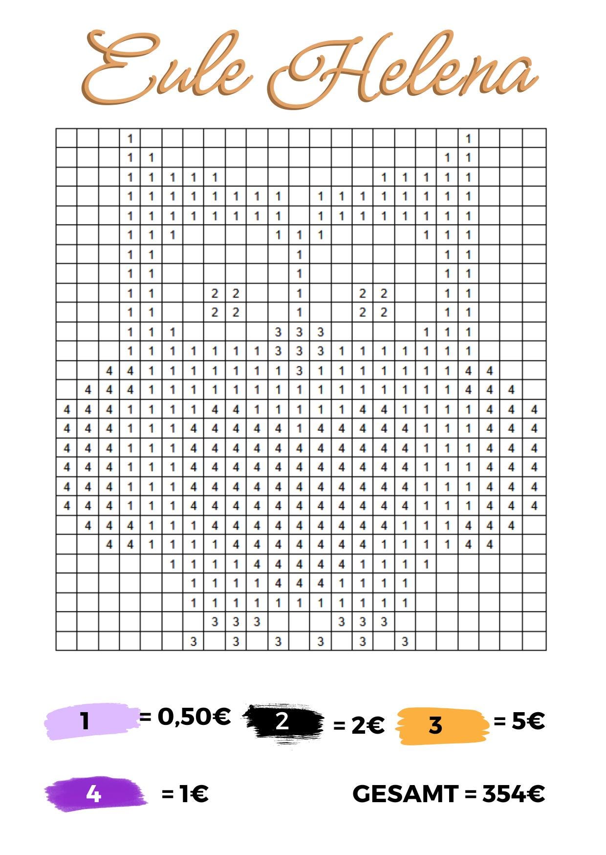 Malen nach Zahlen Eule Helena Sparchallenge