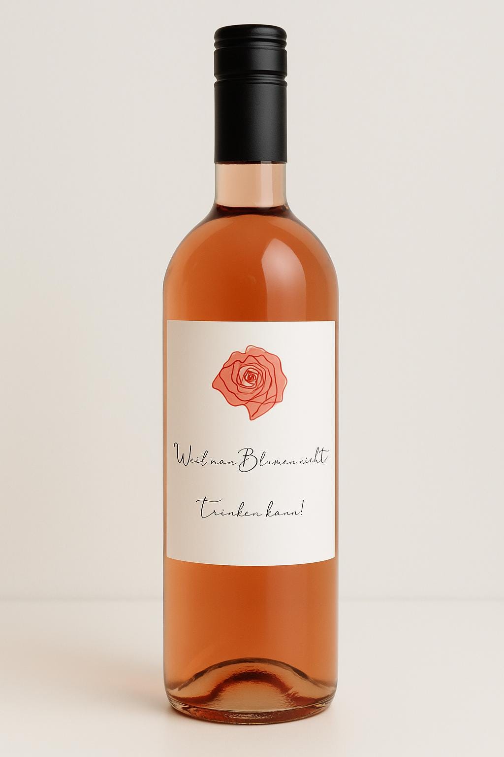 Weinflaschen-Etiketten – „Weil man Blumen nicht trinken kann“